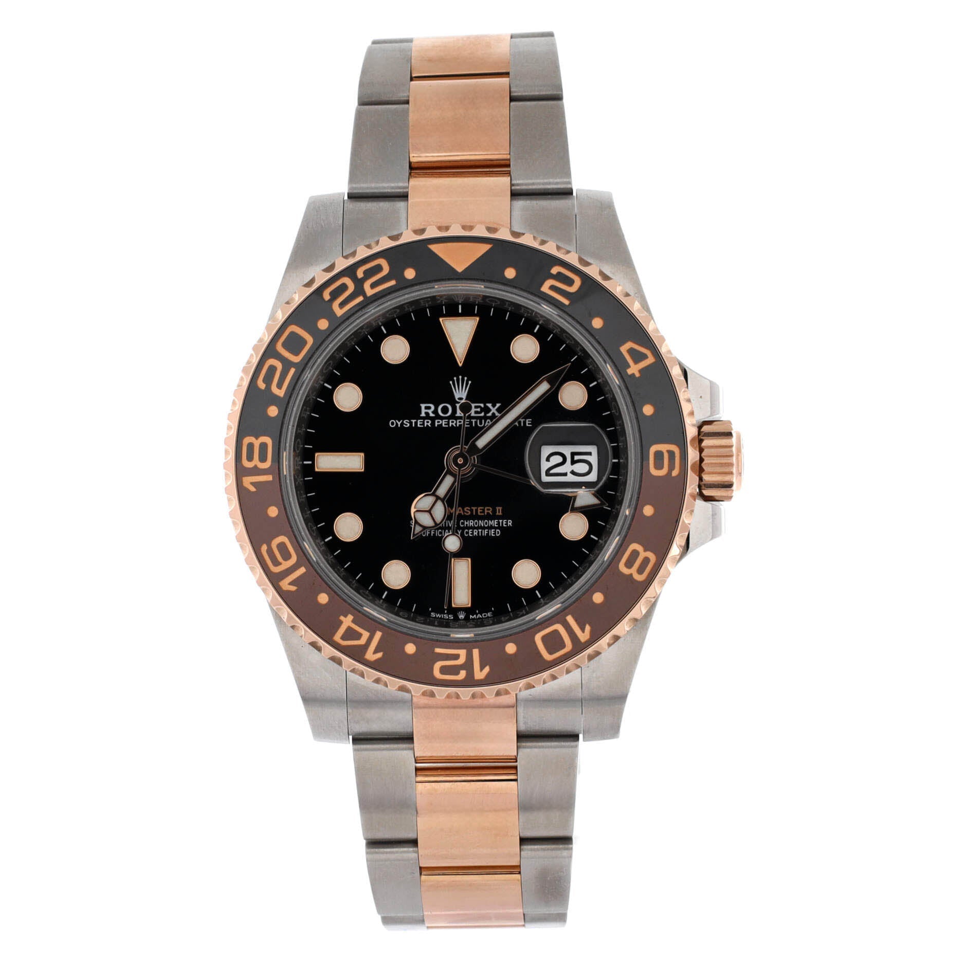 Oyster Perpetual Date GMT-Master II Rootbeer Automatic Watch Stainless Steel and Cerachrom with Rose Gold 40
