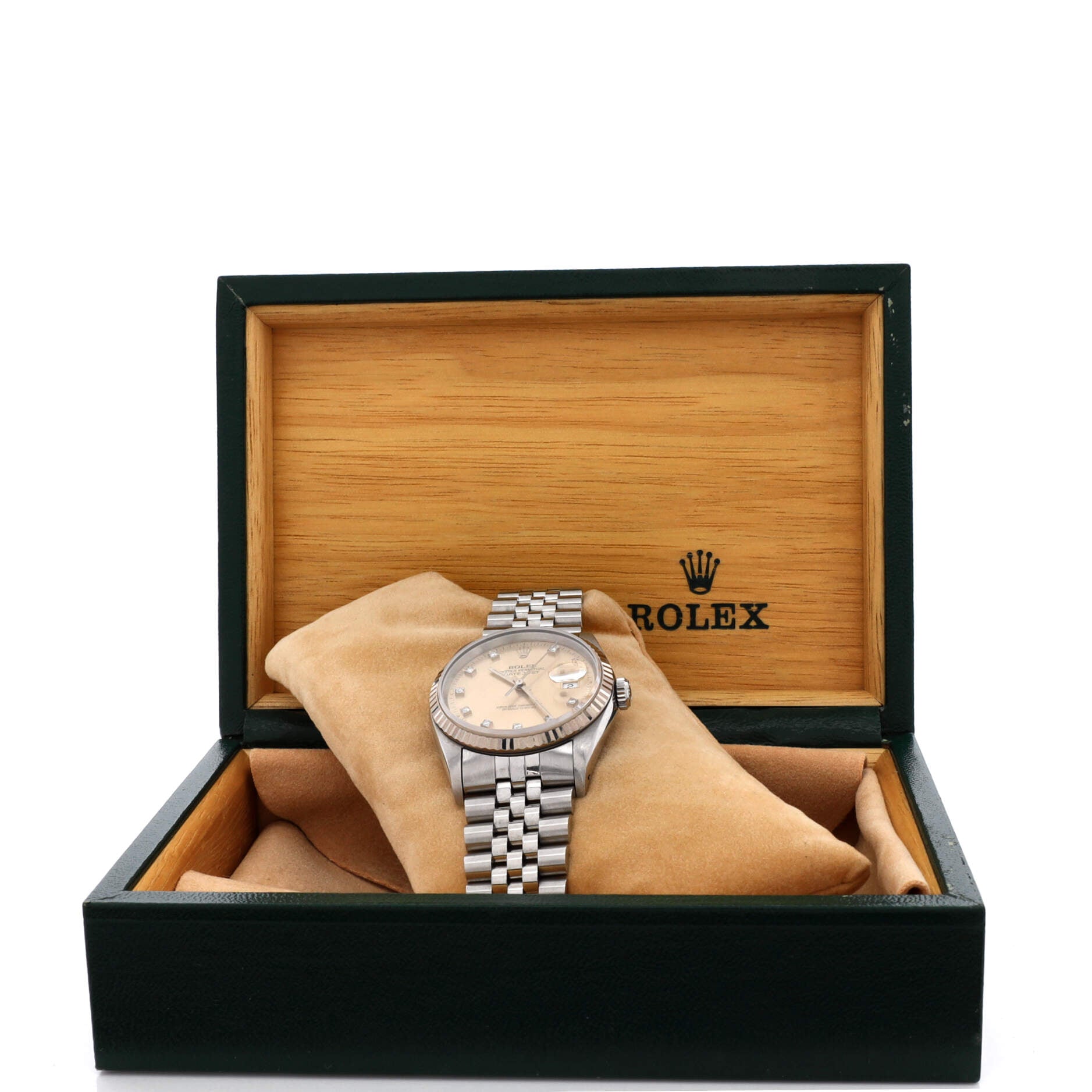 Oyster Perpetual Datejust Automatic Watch Stainless Steel and White Gold with Diamond Markers 36