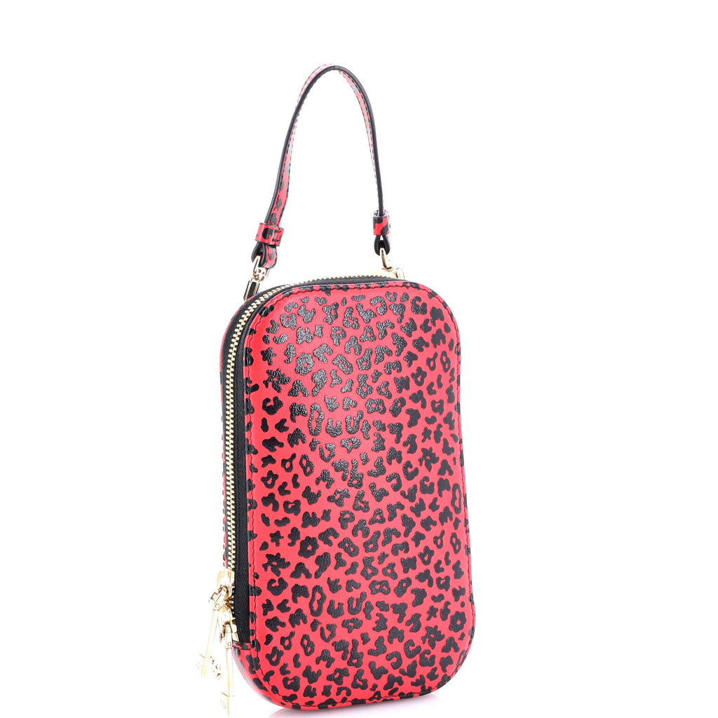 Lady Dior Phone Holder on Chain Printed Leather
