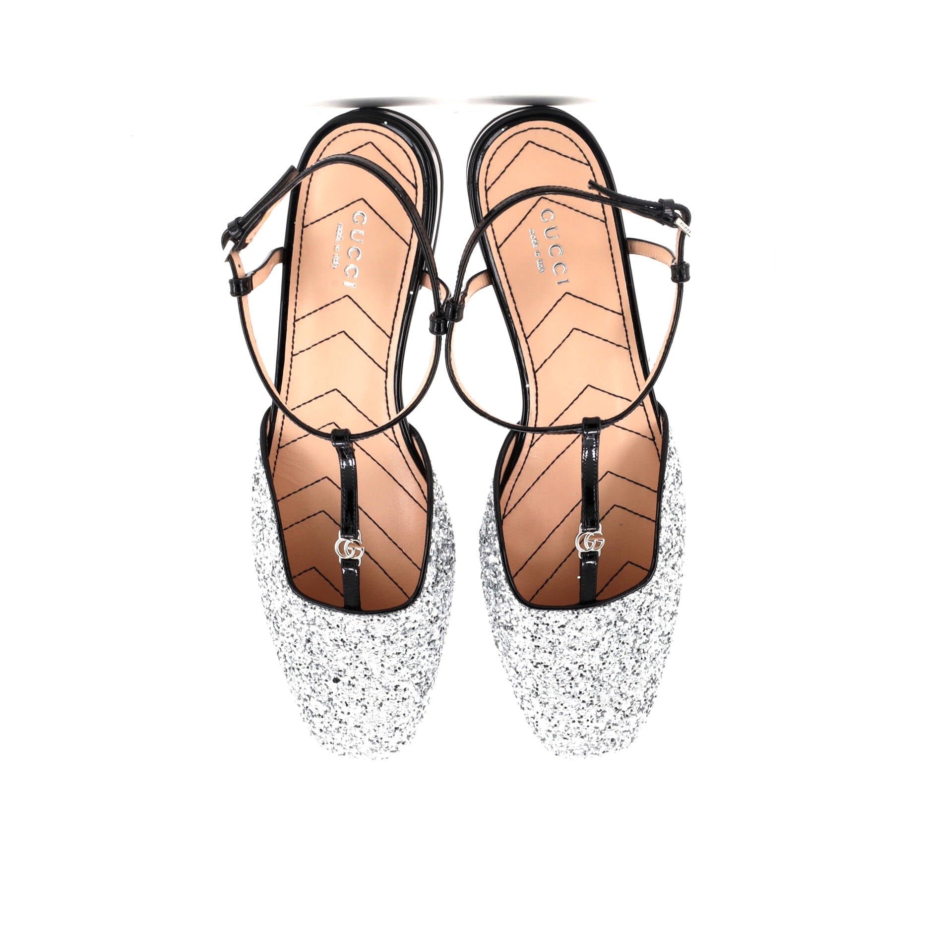Women's GG Slingback Flats Glitter and Patent