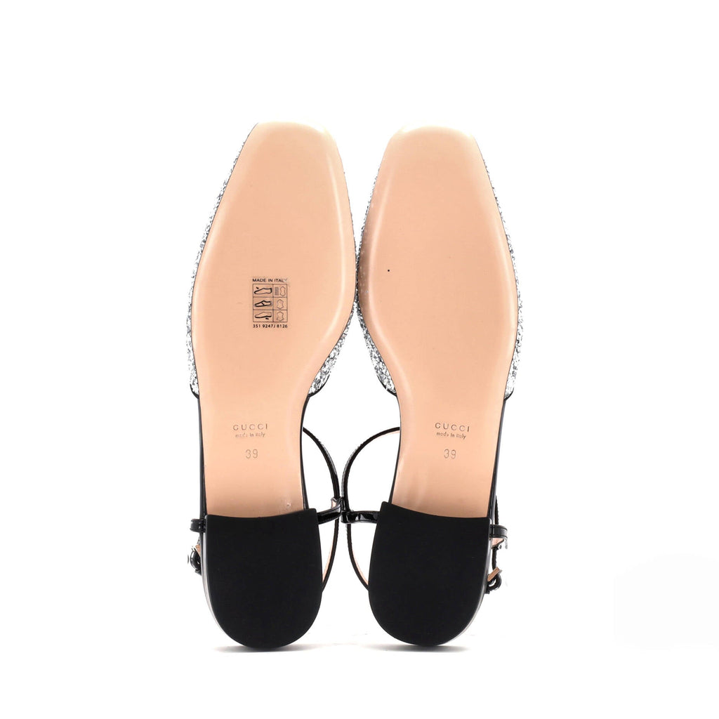 Women's GG Slingback Flats Glitter and Patent
