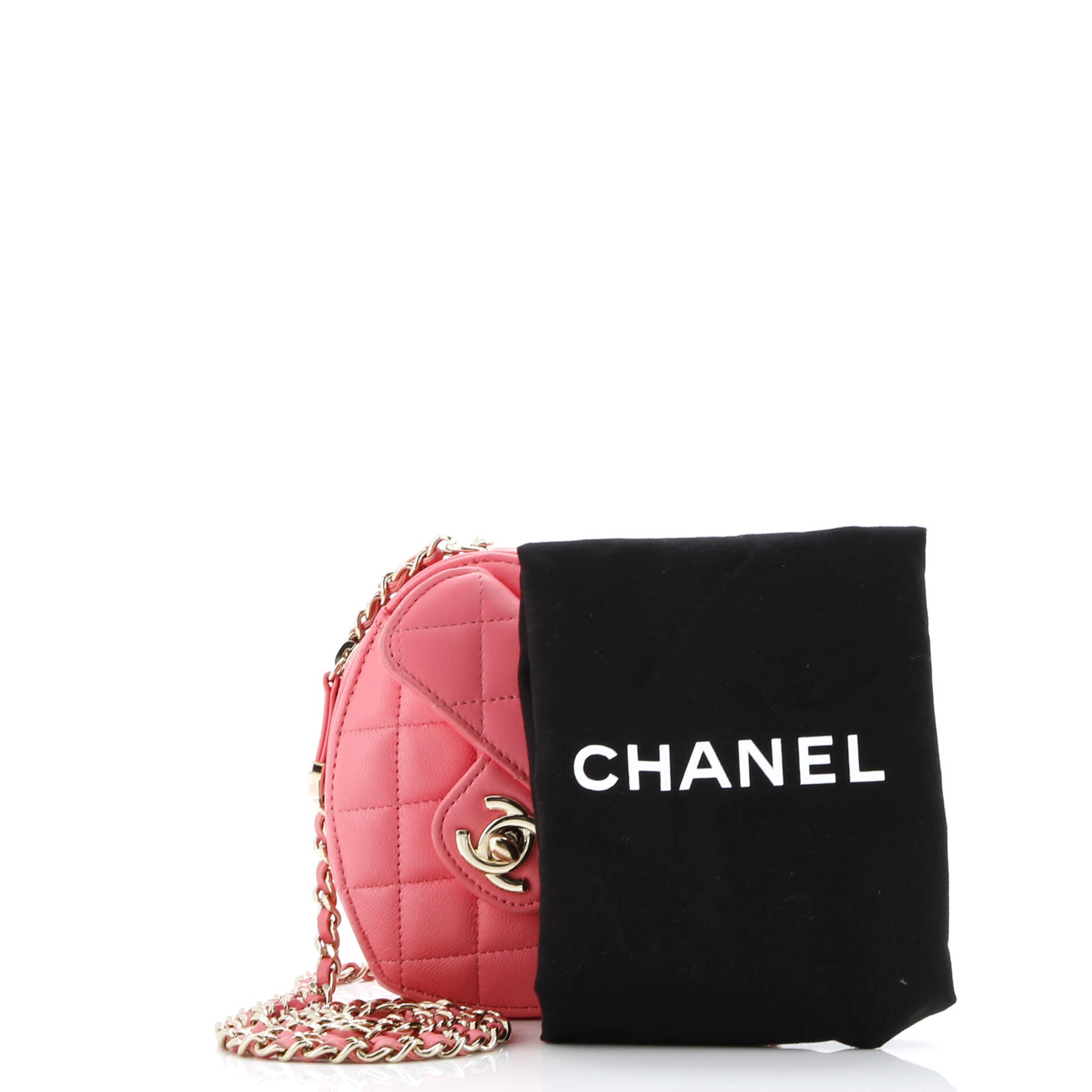CC in Love Heart Clutch with Chain Quilted Lambskin
