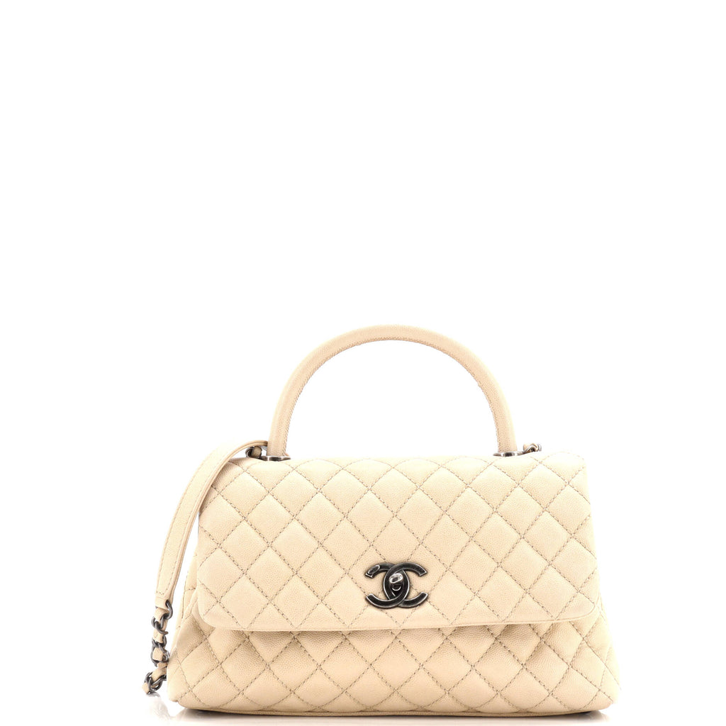 Coco Top Handle Bag Quilted Caviar Small