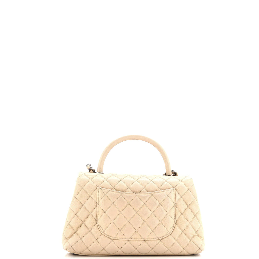 Coco Top Handle Bag Quilted Caviar Small