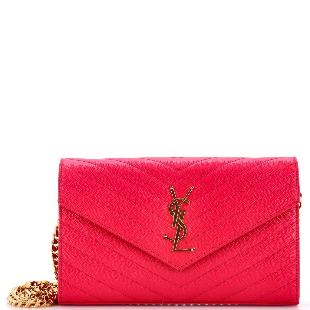 Classic Monogram Wallet on Chain Matelasse Chevron Leather Medium