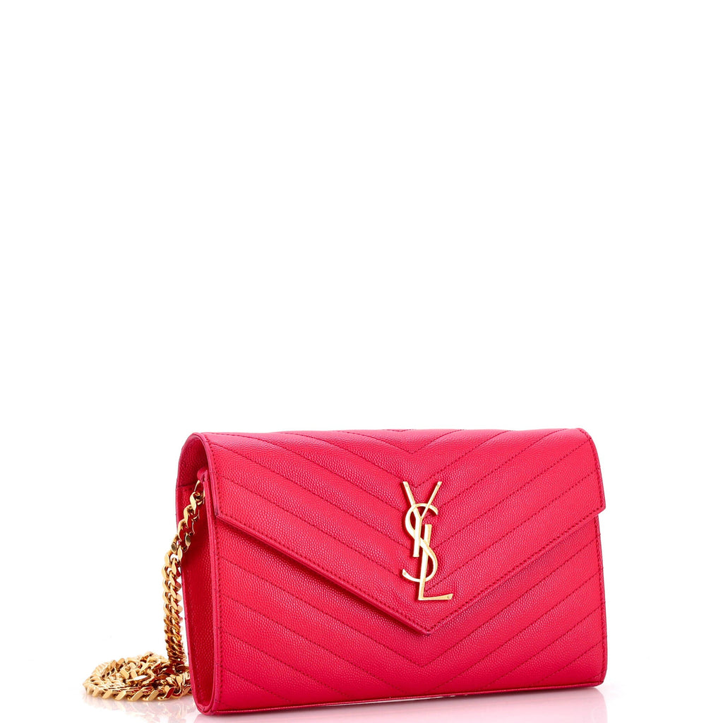 Classic Monogram Wallet on Chain Matelasse Chevron Leather Medium
