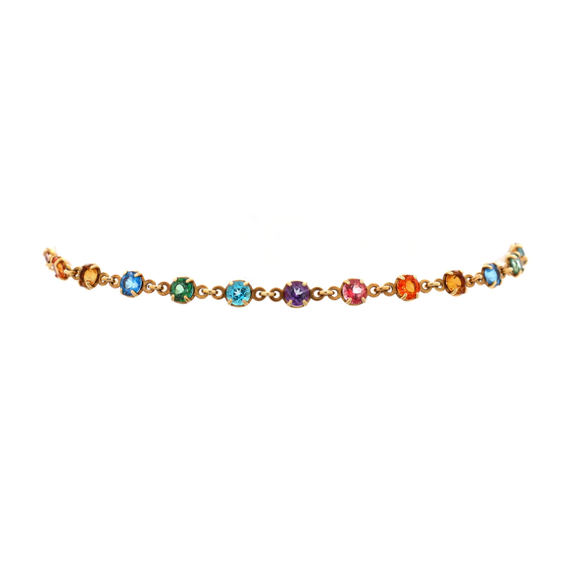 GG Running Chain Toggle Bracelet 18K Yellow Gold with Topaz, Quartz, Tsavorite and Sapphire