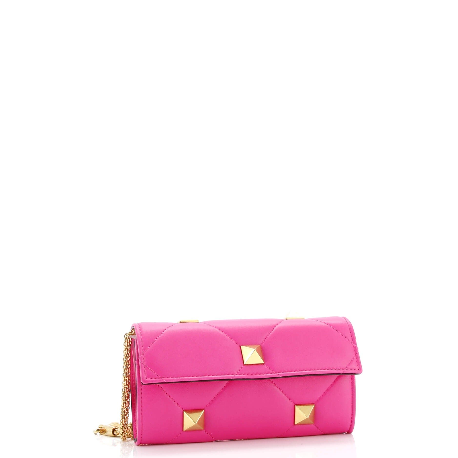 Roman Stud Wallet on Chain Quilted Leather