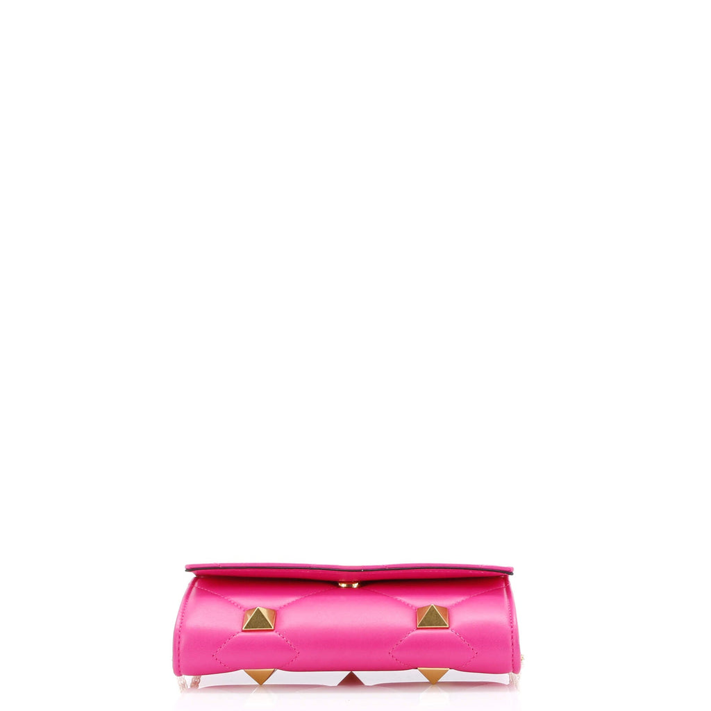Roman Stud Wallet on Chain Quilted Leather