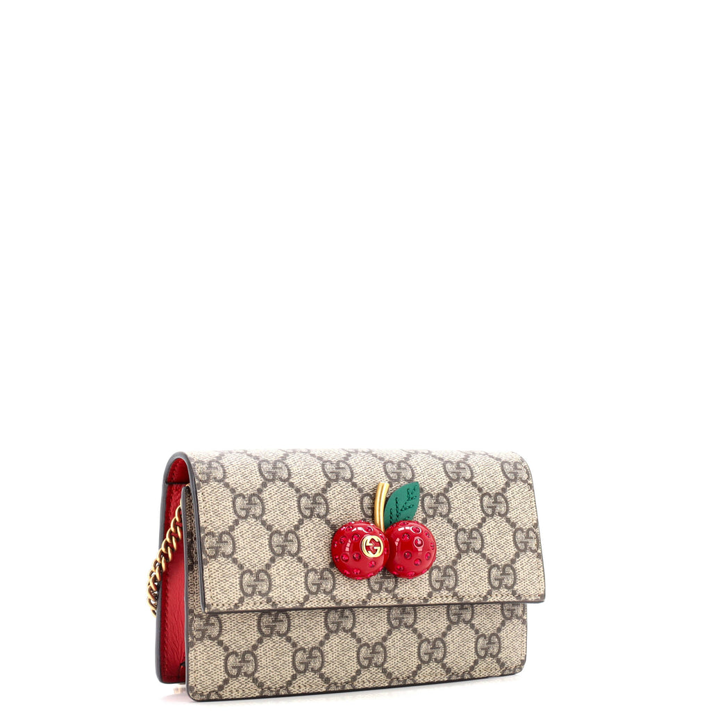 Cherries Wallet on Chain GG Coated Canvas Mini