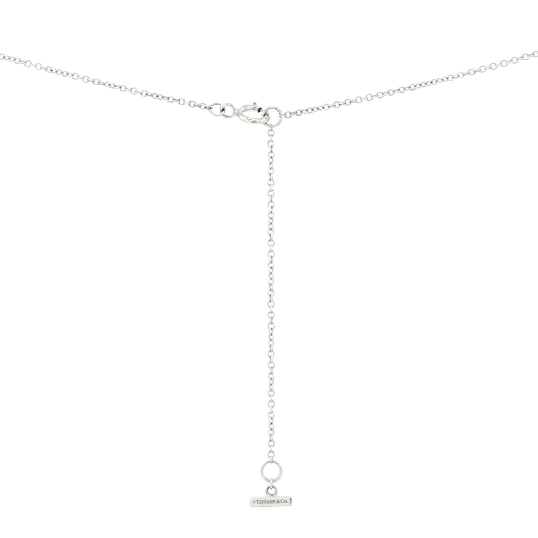 T Circle Pendant Necklace 18K White Gold with Turquoise Small