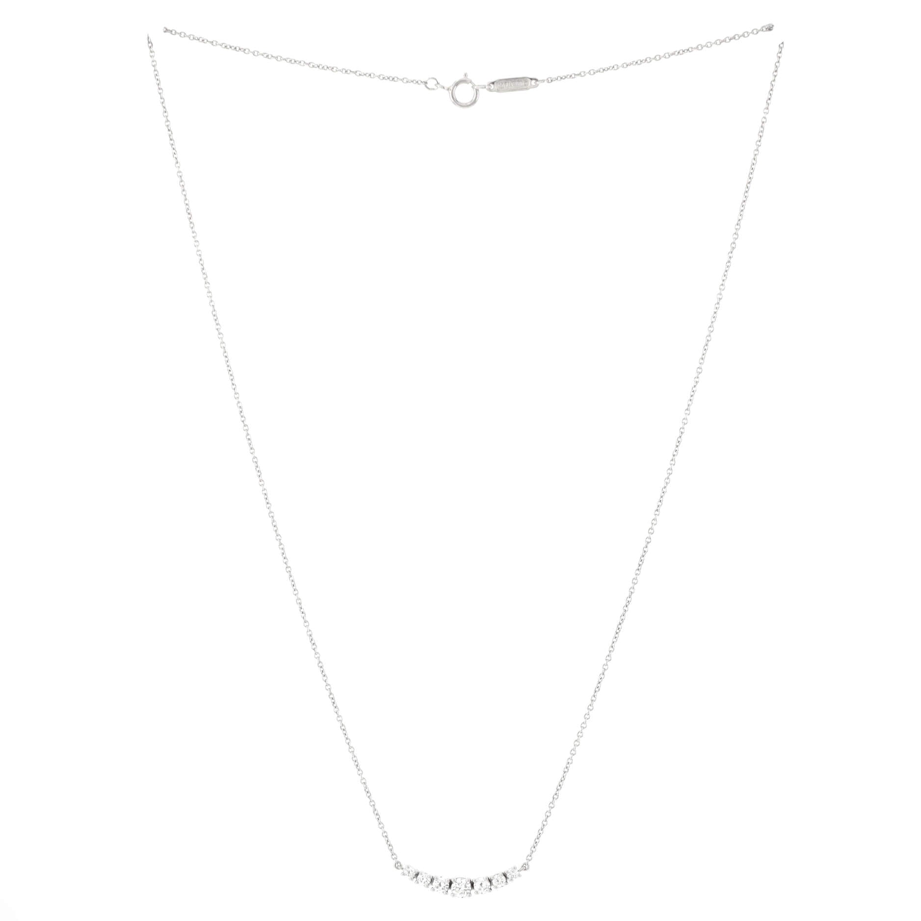 East-West Pendant Necklace Platinum with Diamonds 0.37CT