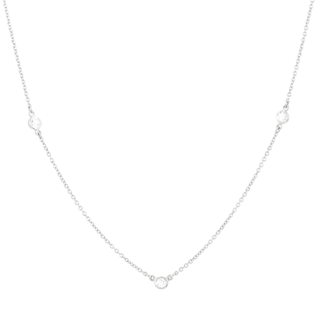 Elsa Peretti Diamonds by the Yard 3 Stone Necklace Platinum and Diamonds 0.30CT