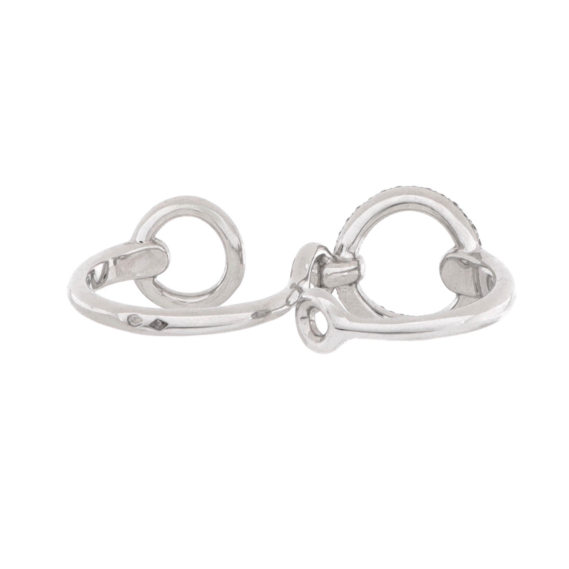 Filet d'Or Double Ring 18K White Gold with Diamonds Large