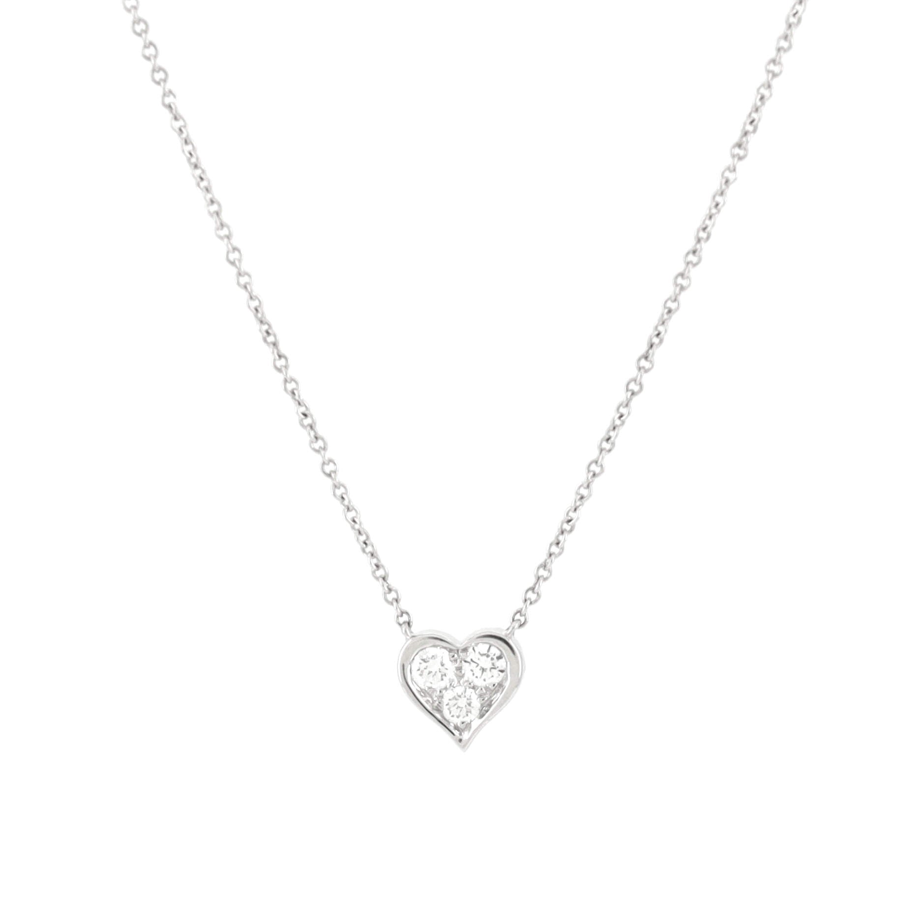 Heart 3 Diamond Pendant Necklace Platinum with Diamonds