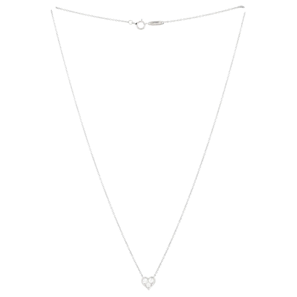 Heart 3 Diamond Pendant Necklace Platinum with Diamonds