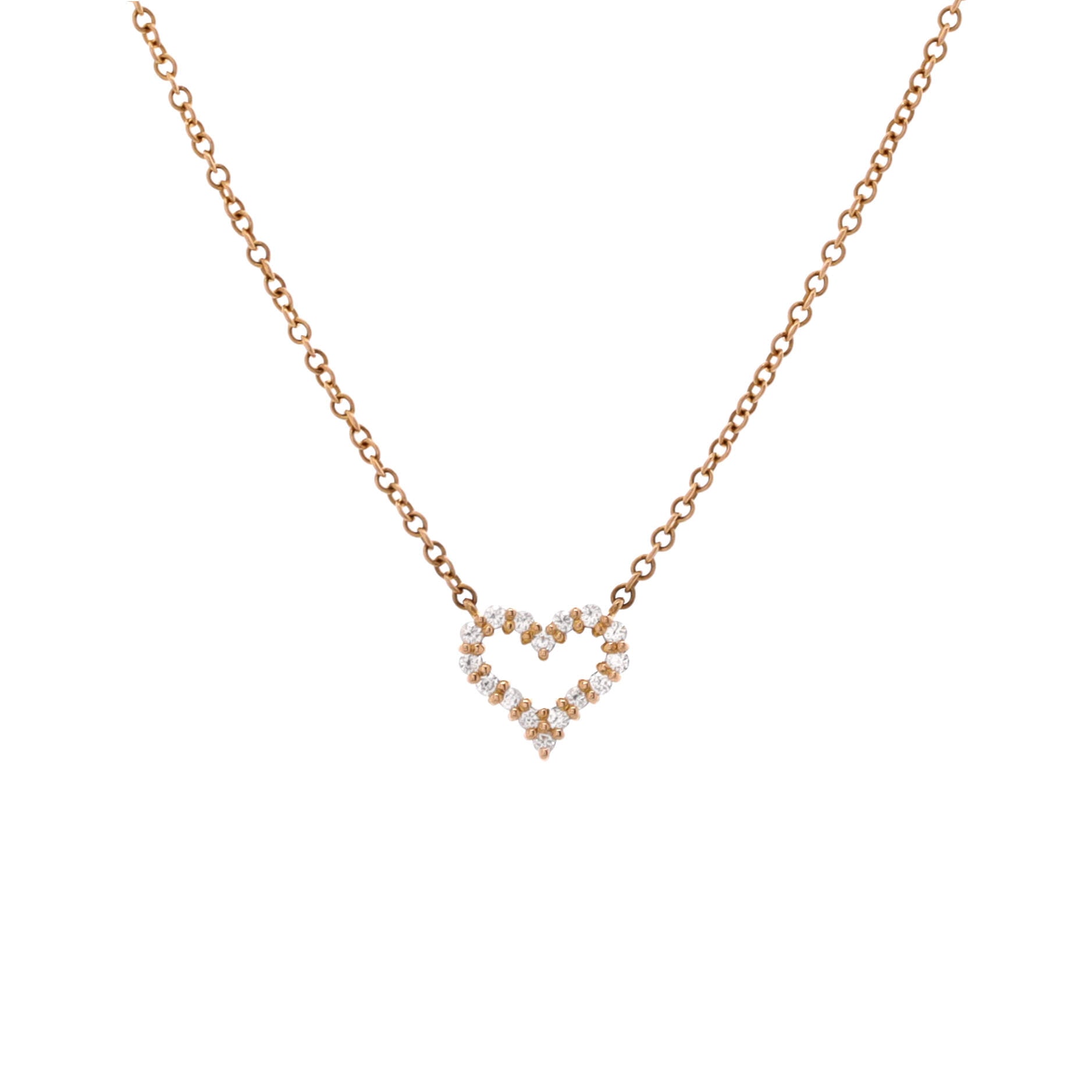 Heart Pendant Necklace 18K Yellow Gold with Diamonds Extra Mini