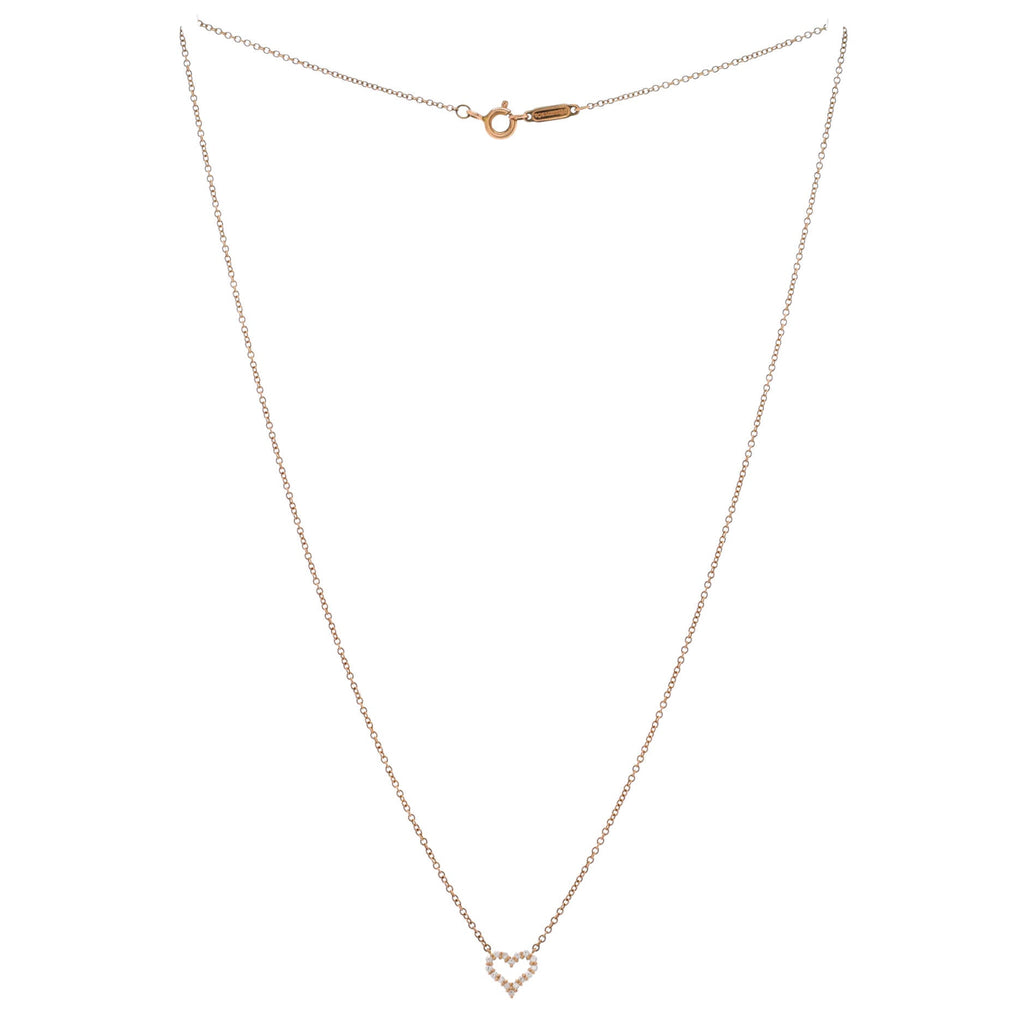 Heart Pendant Necklace 18K Yellow Gold with Diamonds Extra Mini