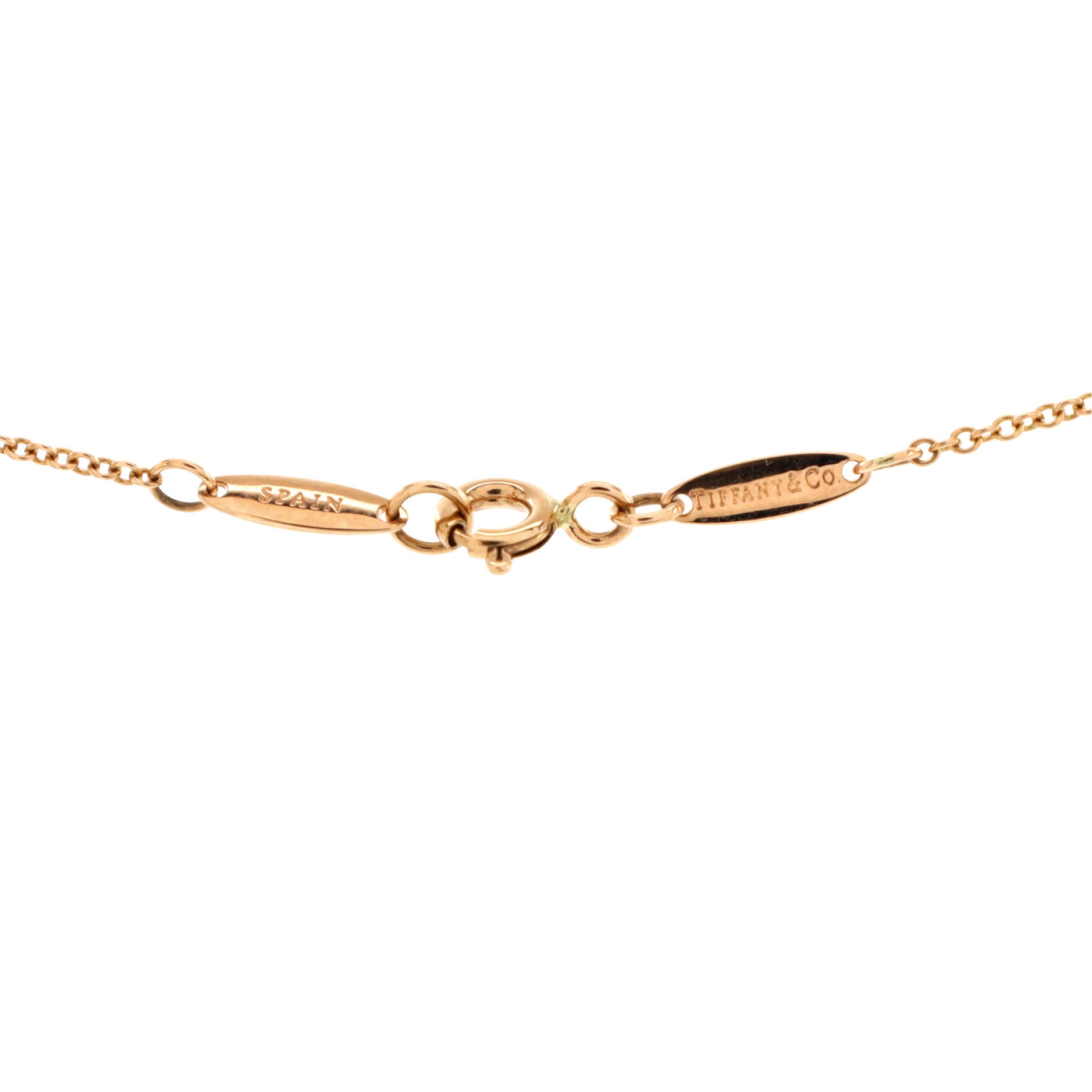 Elsa Peretti Open Heart 3 Diamonds Pendant Necklace 18K Rose Gold and Diamonds
