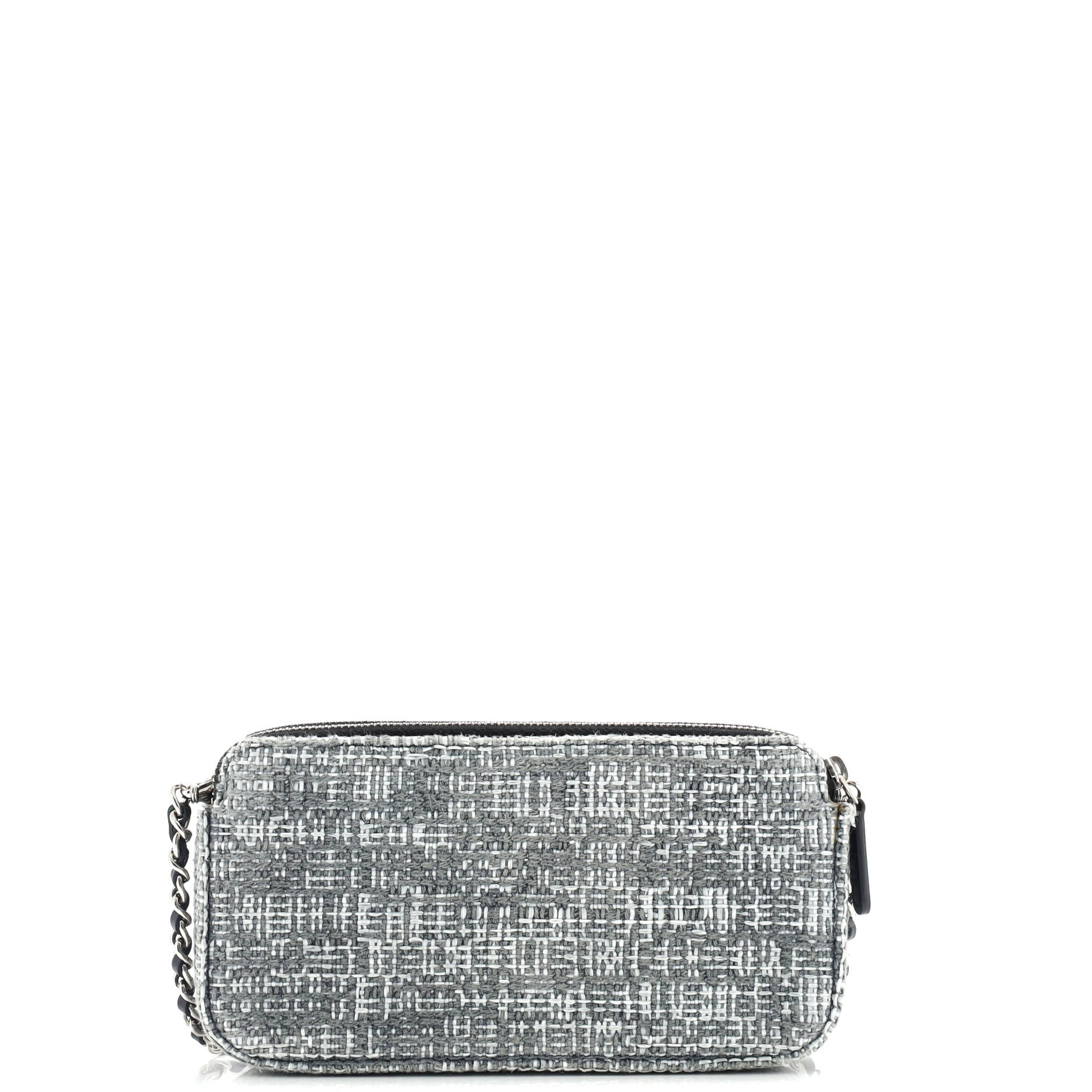 Deauville Double Zip Clutch with Chain Raffia