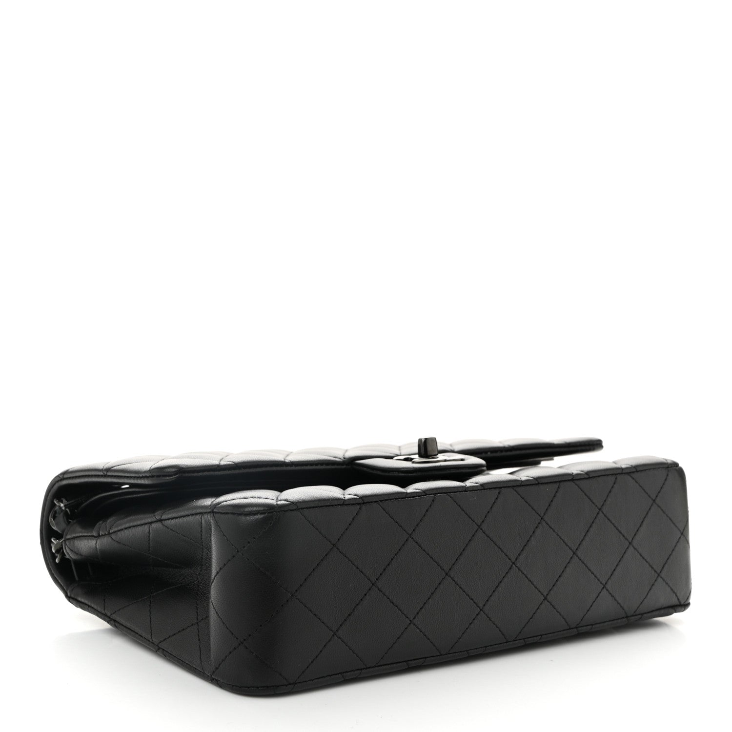 Lambskin Quilted Medium Double Flap So Black