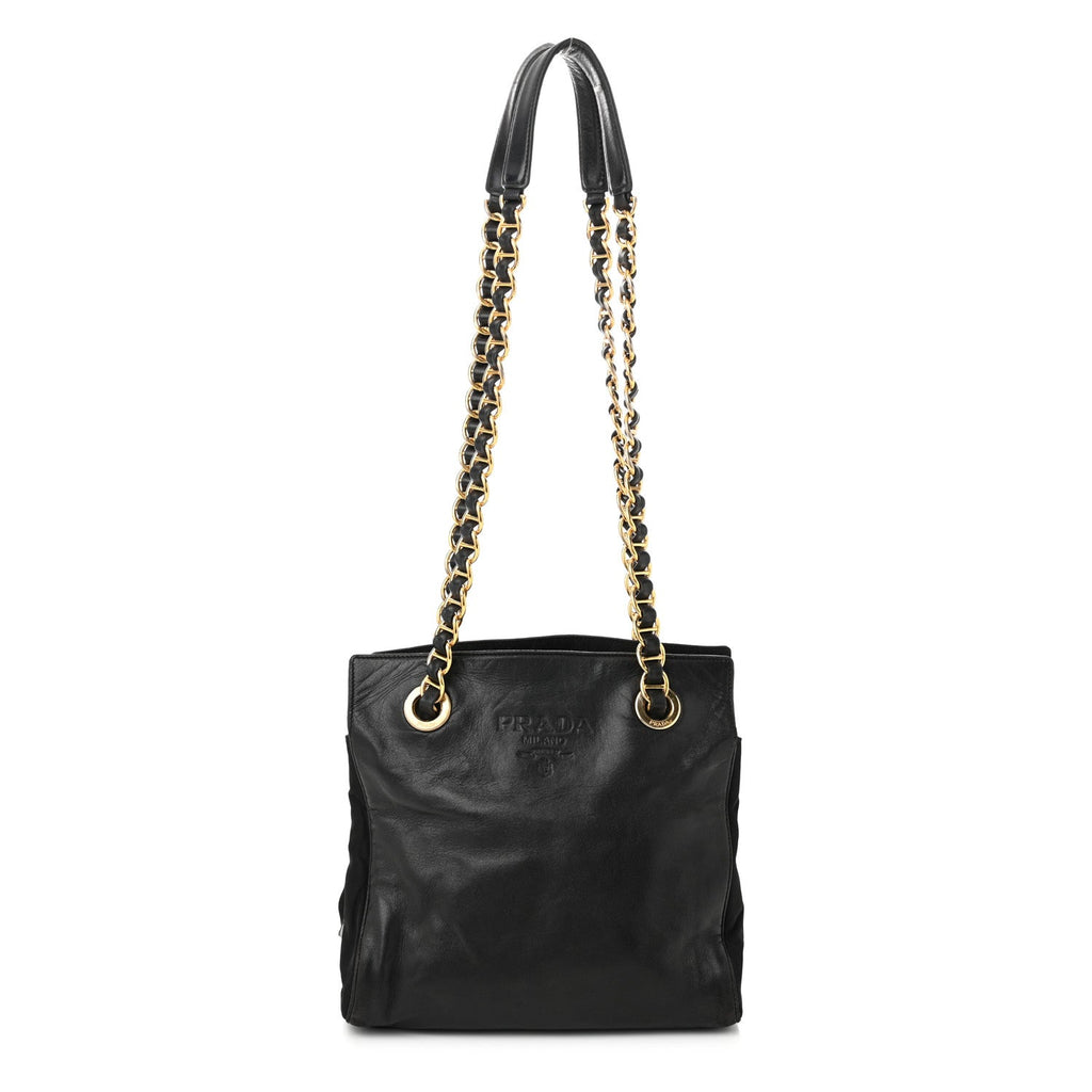 Nappa Tessuto Nylon Small Shoulder Bag Black