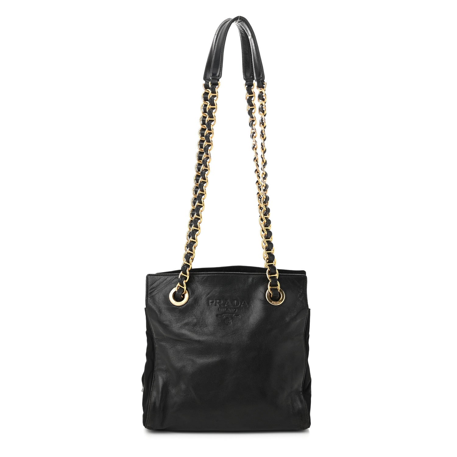Nappa Tessuto Nylon Small Shoulder Bag Black