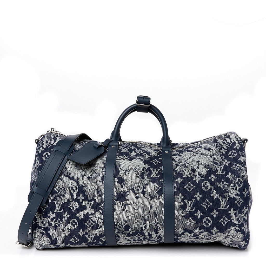 Monogram Tapestry Keepall Bandouliere 50 Bleu