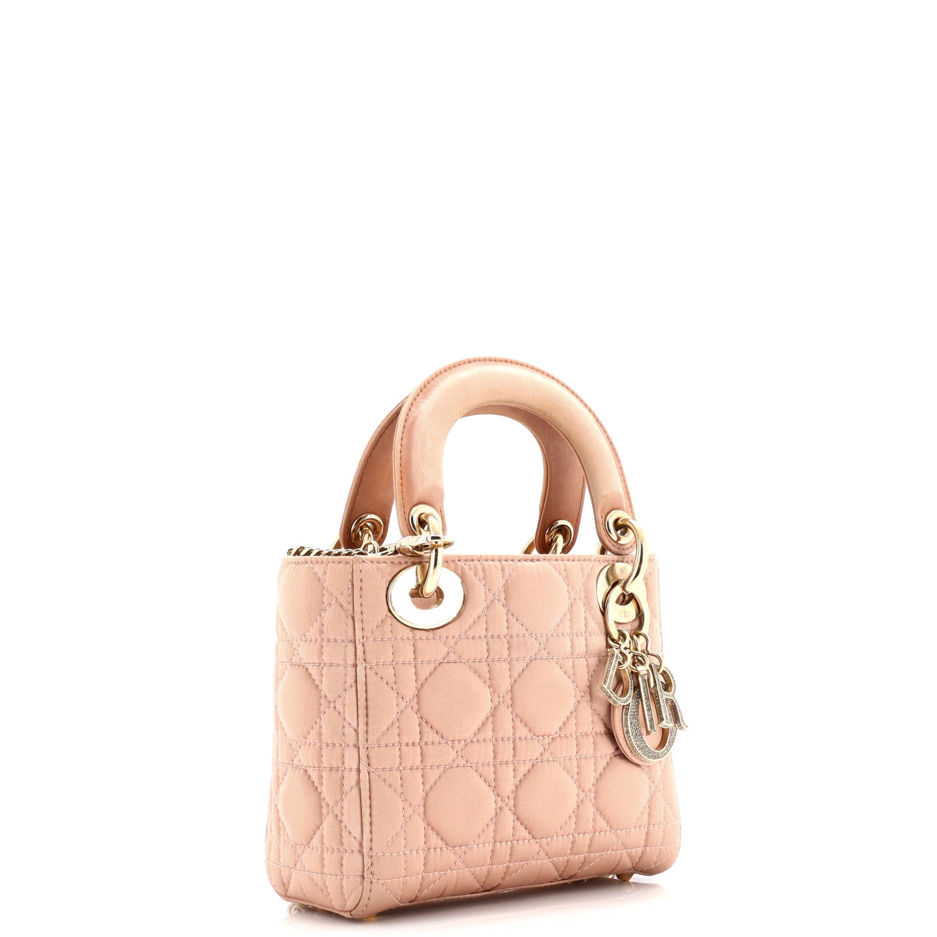Lady Dior Bag Cannage Quilt Satin with Crystal Charms Mini