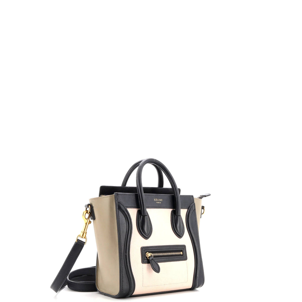 Tricolor Luggage Bag Leather Nano