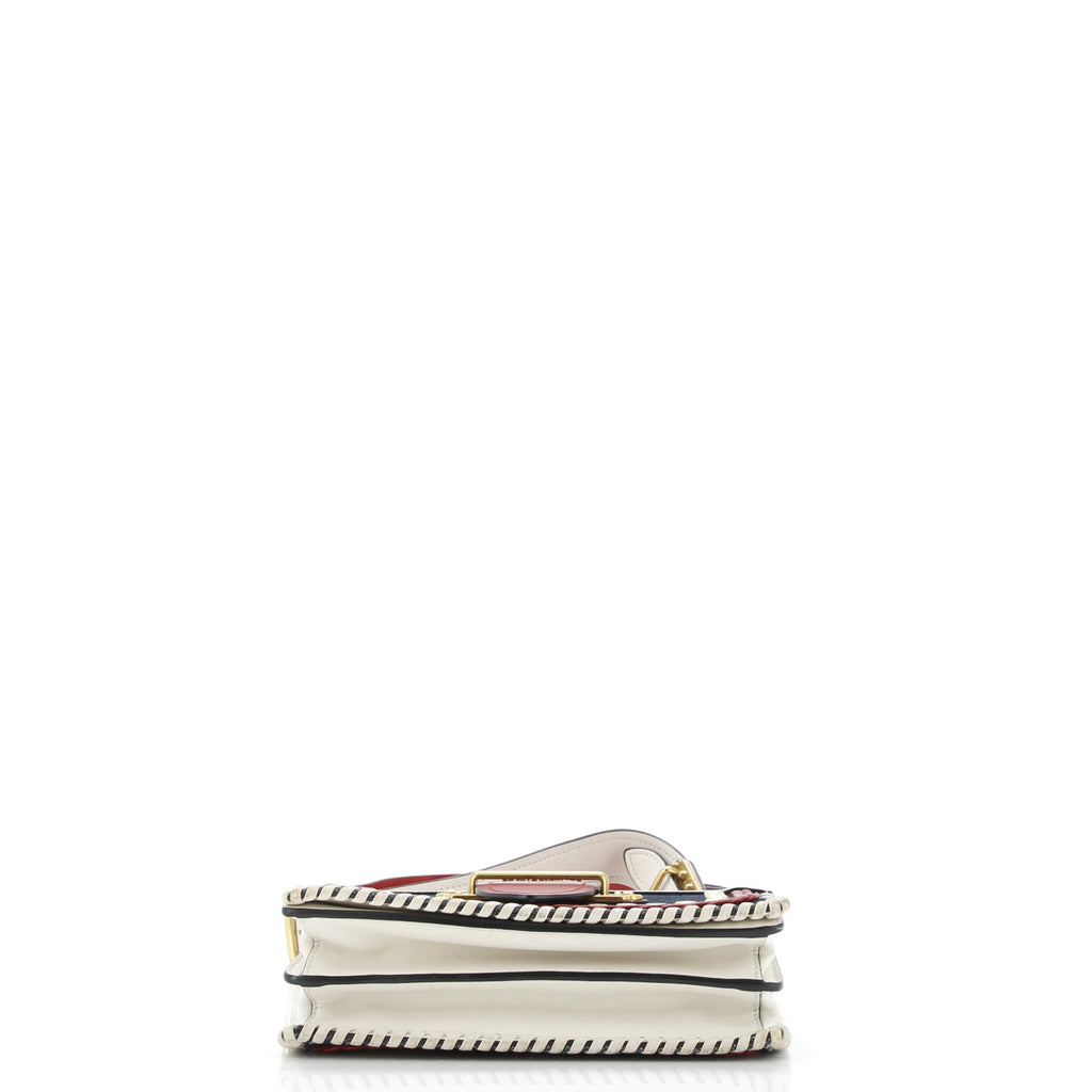 Cahier Crossbody Bag Embellished Denim and Leather Small