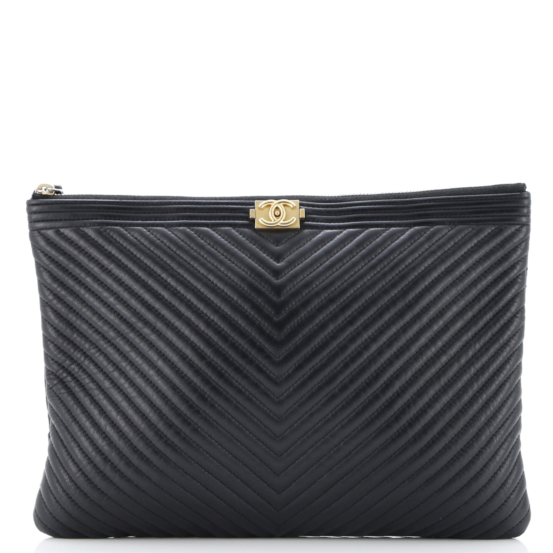 Boy O Case Clutch Chevron Calfskin Medium