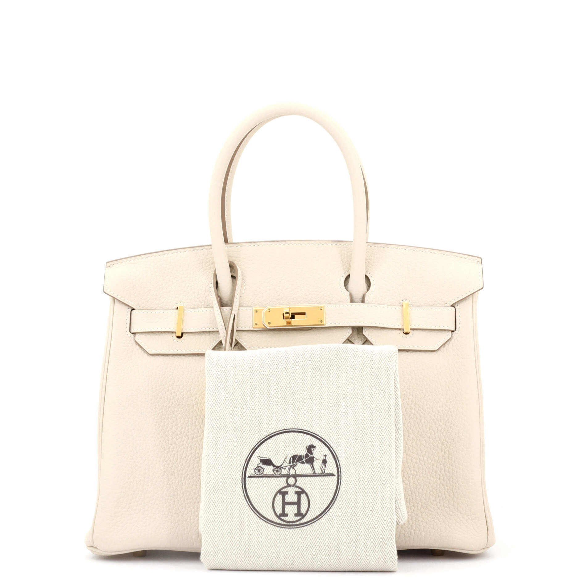 Birkin Handbag Light Clemence with Gold Hardware 30