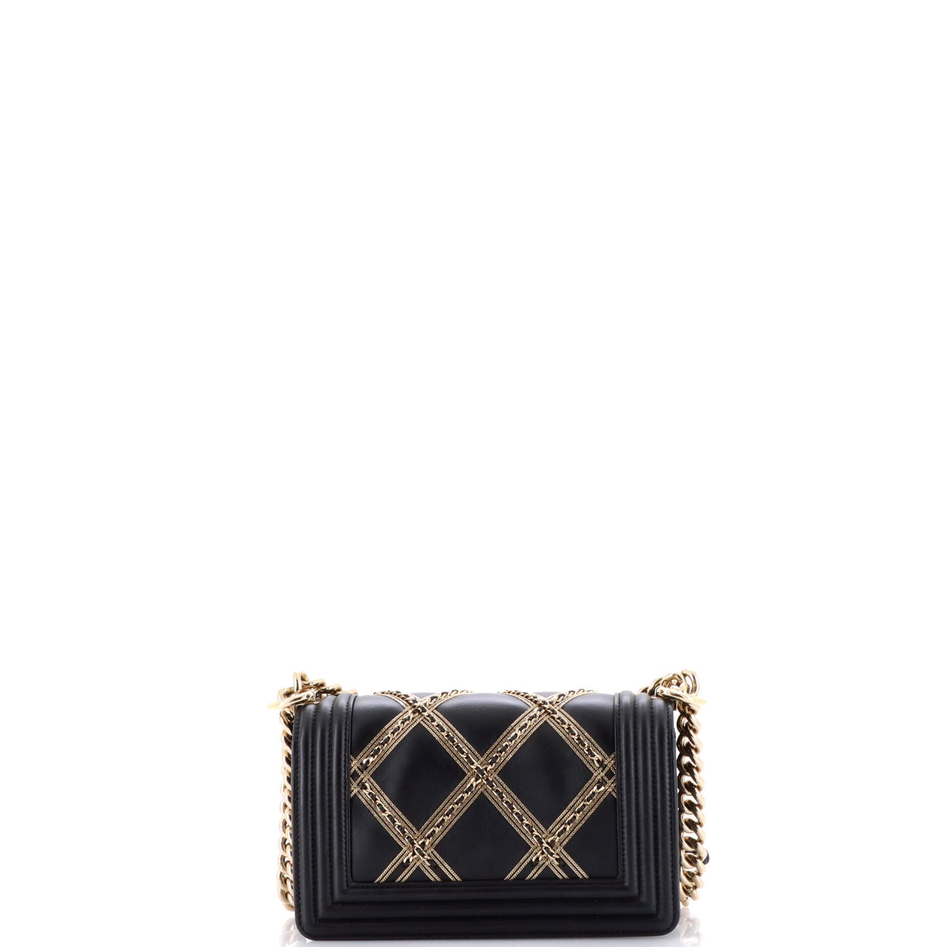 Boy Flap Bag Chain Embellished Quilted Lambskin Small