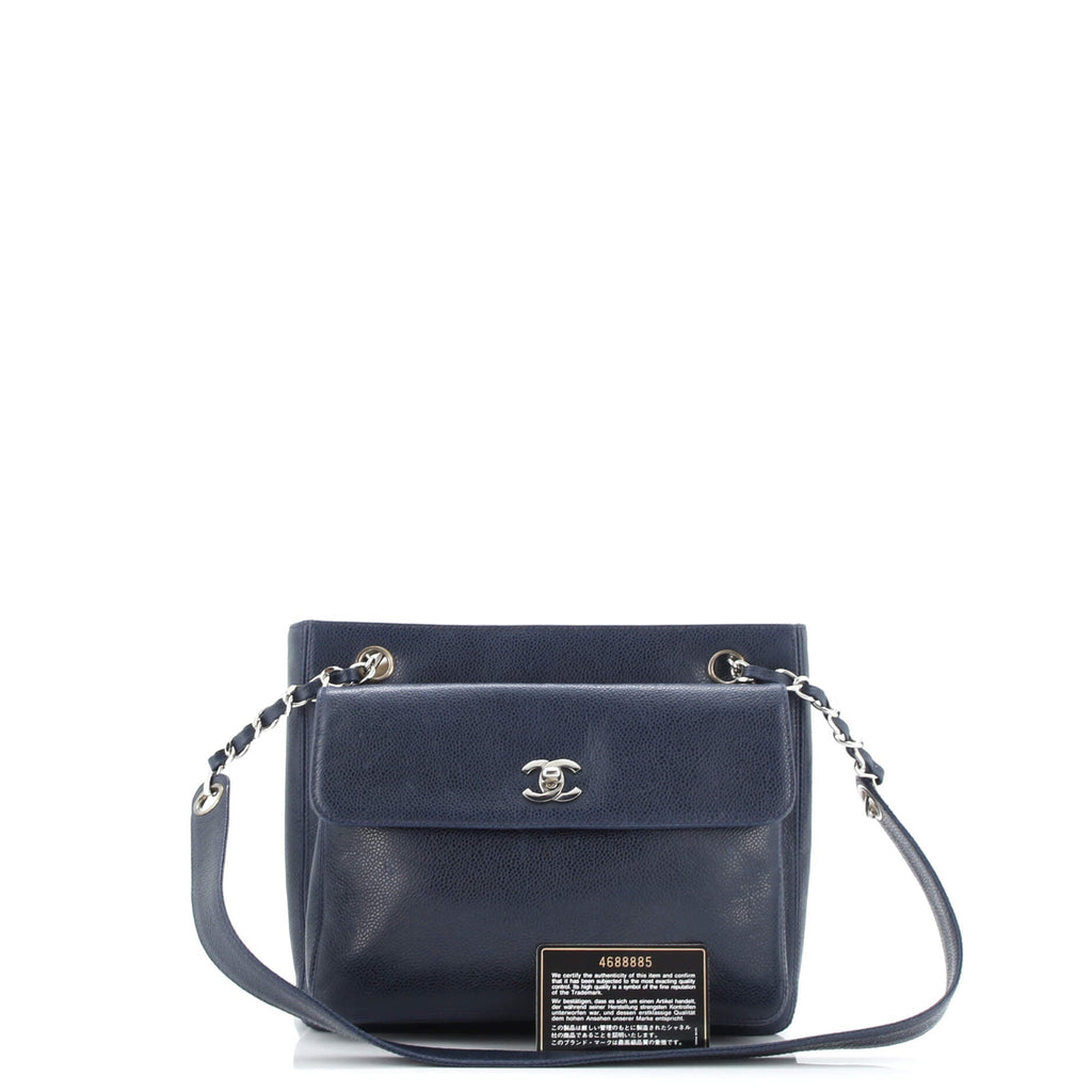 Vintage Front Pocket Tote Caviar Small