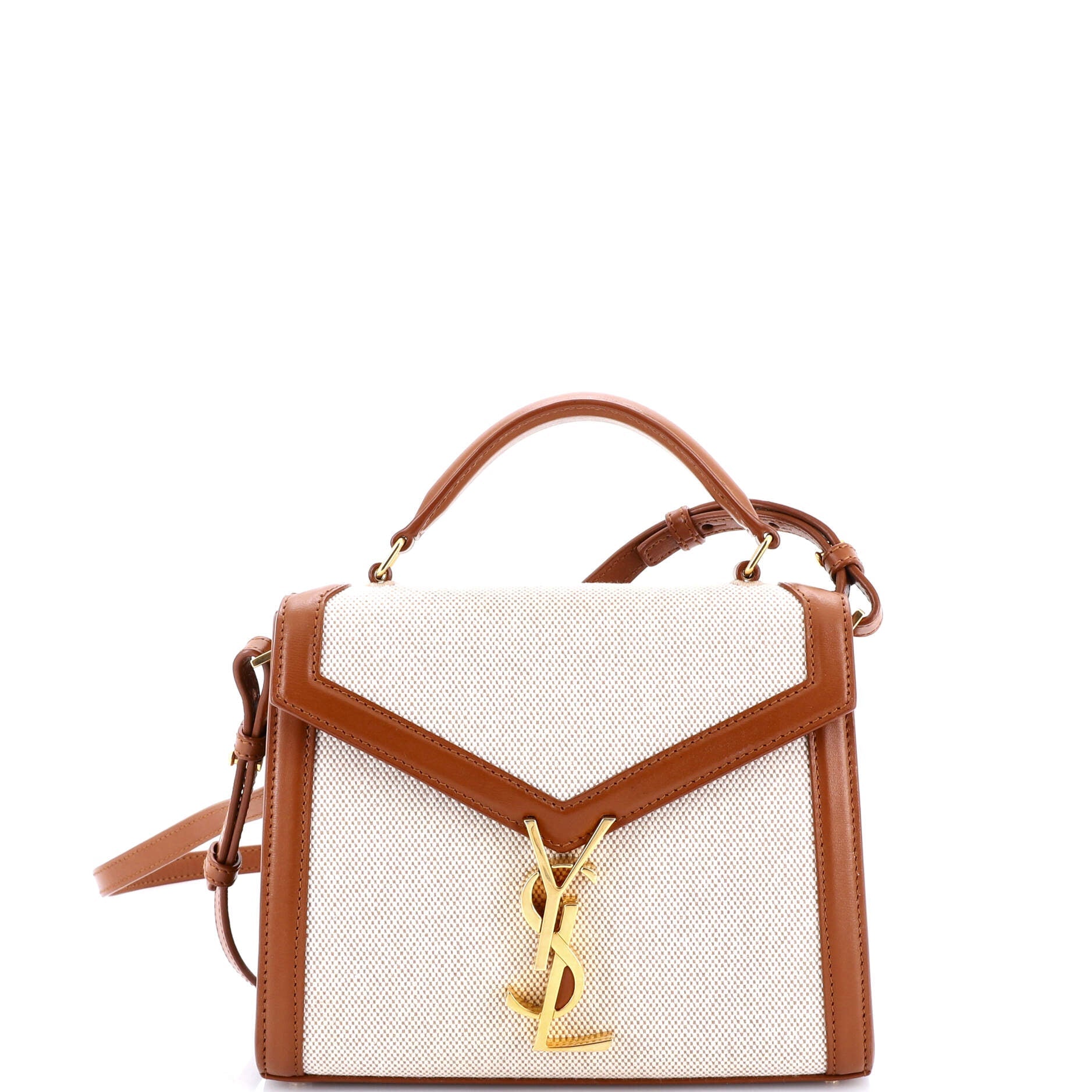 Cassandra Top Handle Bag Canvas with Leather Mini