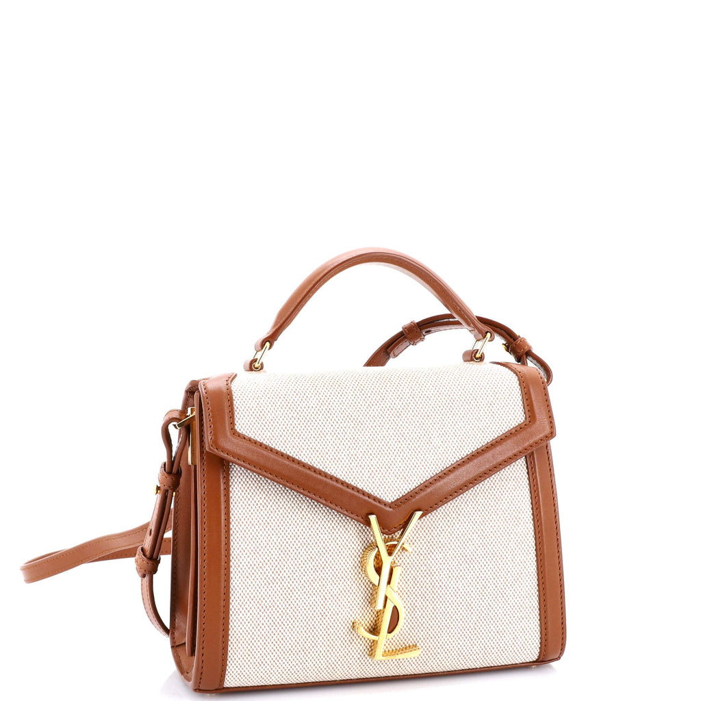 Cassandra Top Handle Bag Canvas with Leather Mini