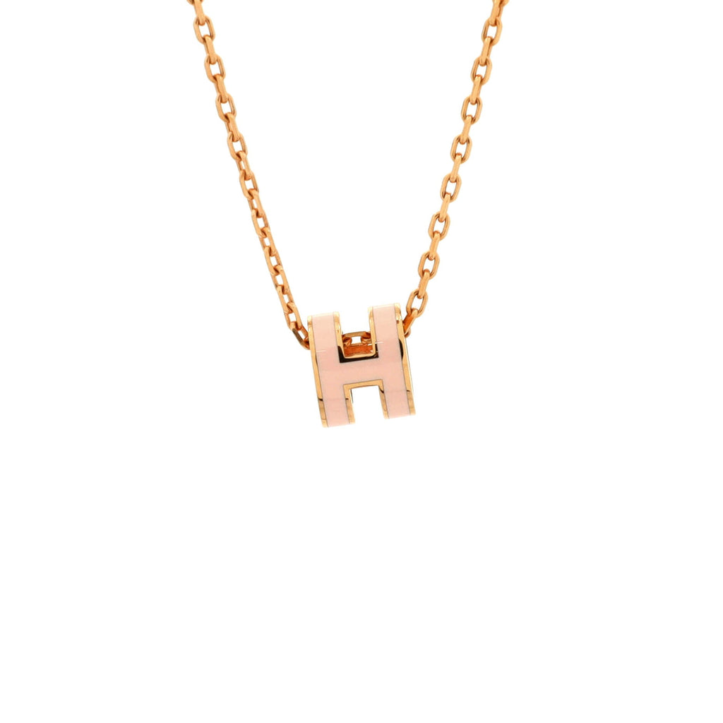 Pop H Pendant Chain Necklace Metal and Enamel Mini