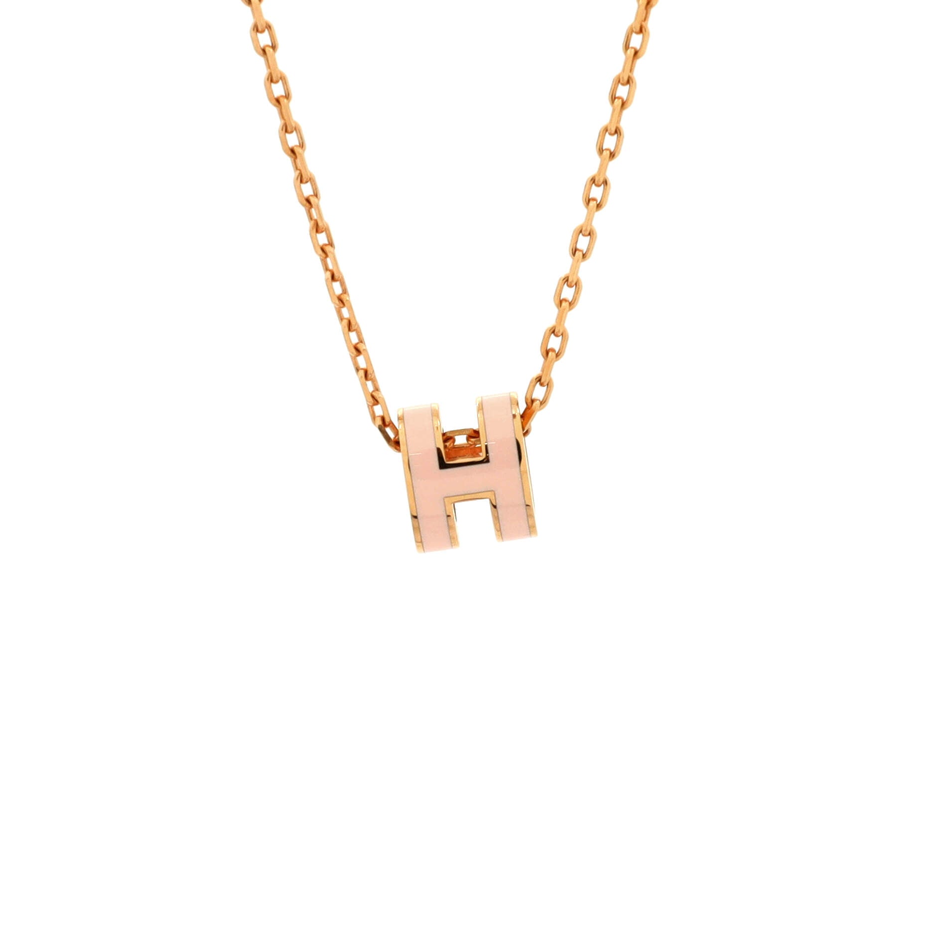 Pop H Pendant Chain Necklace Metal and Enamel Mini