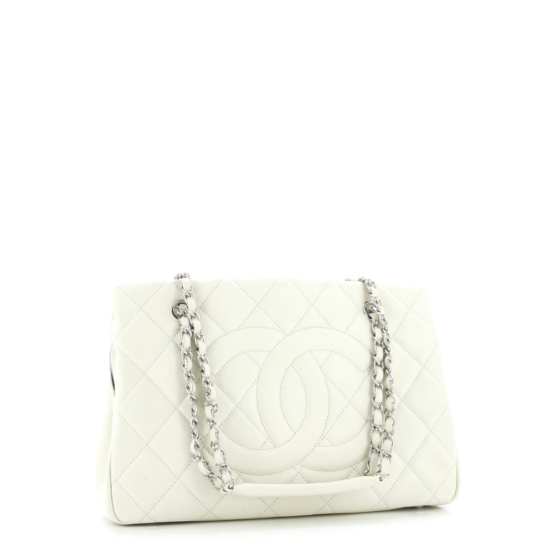 Timeless CC Shopping Tote Quilted Caviar Medium