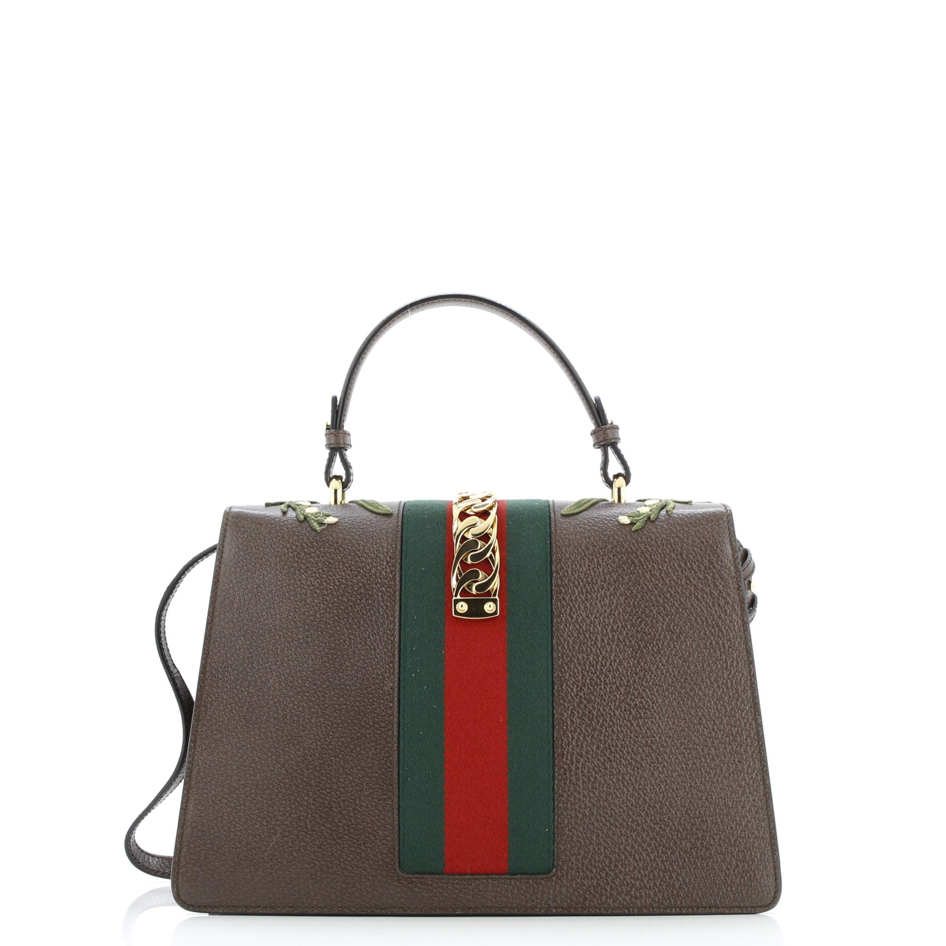 Sylvie Top Handle Bag Embroidered Leather Medium
