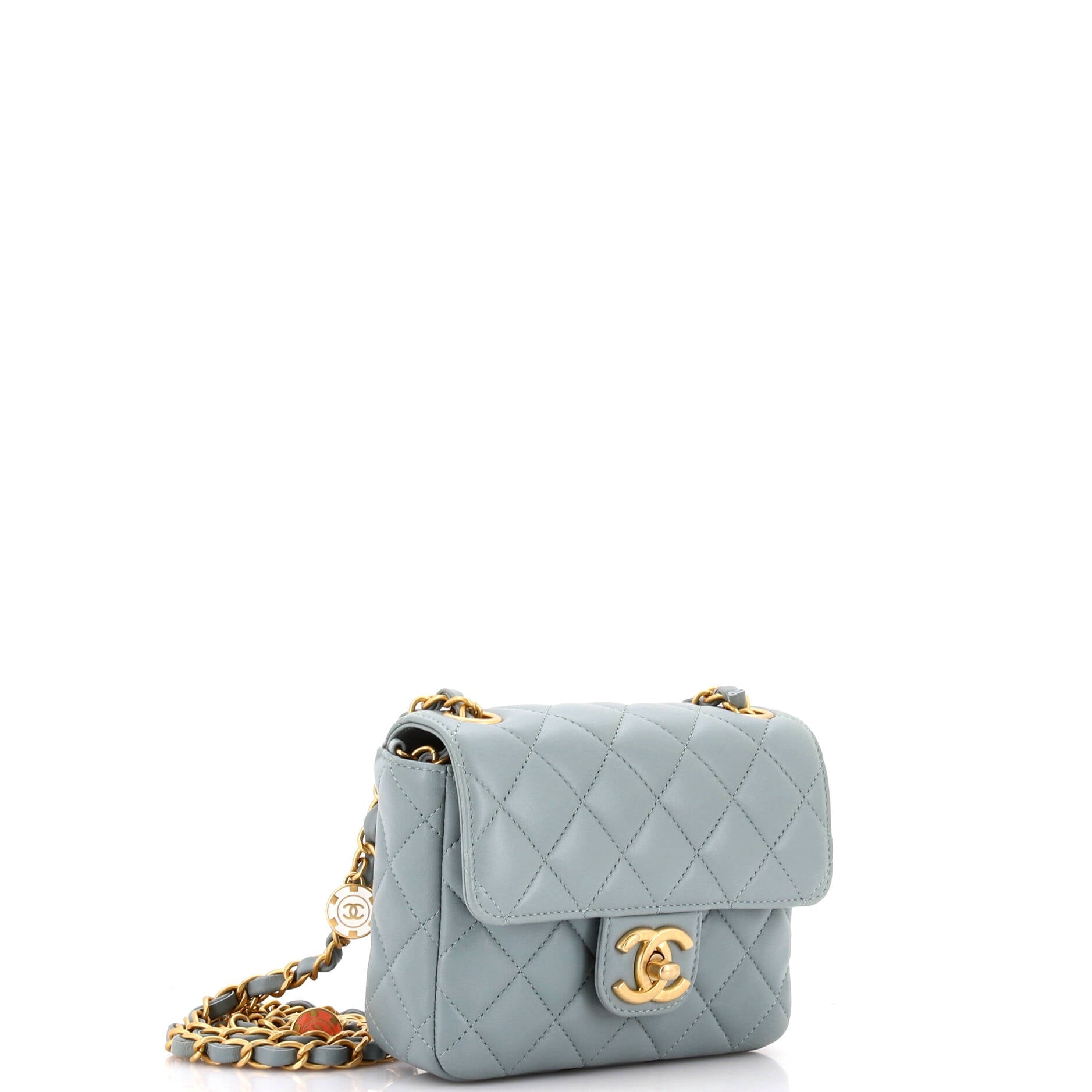 Casino Royale Charms Square Flap Bag Quilted Lambskin with Enamel Mini