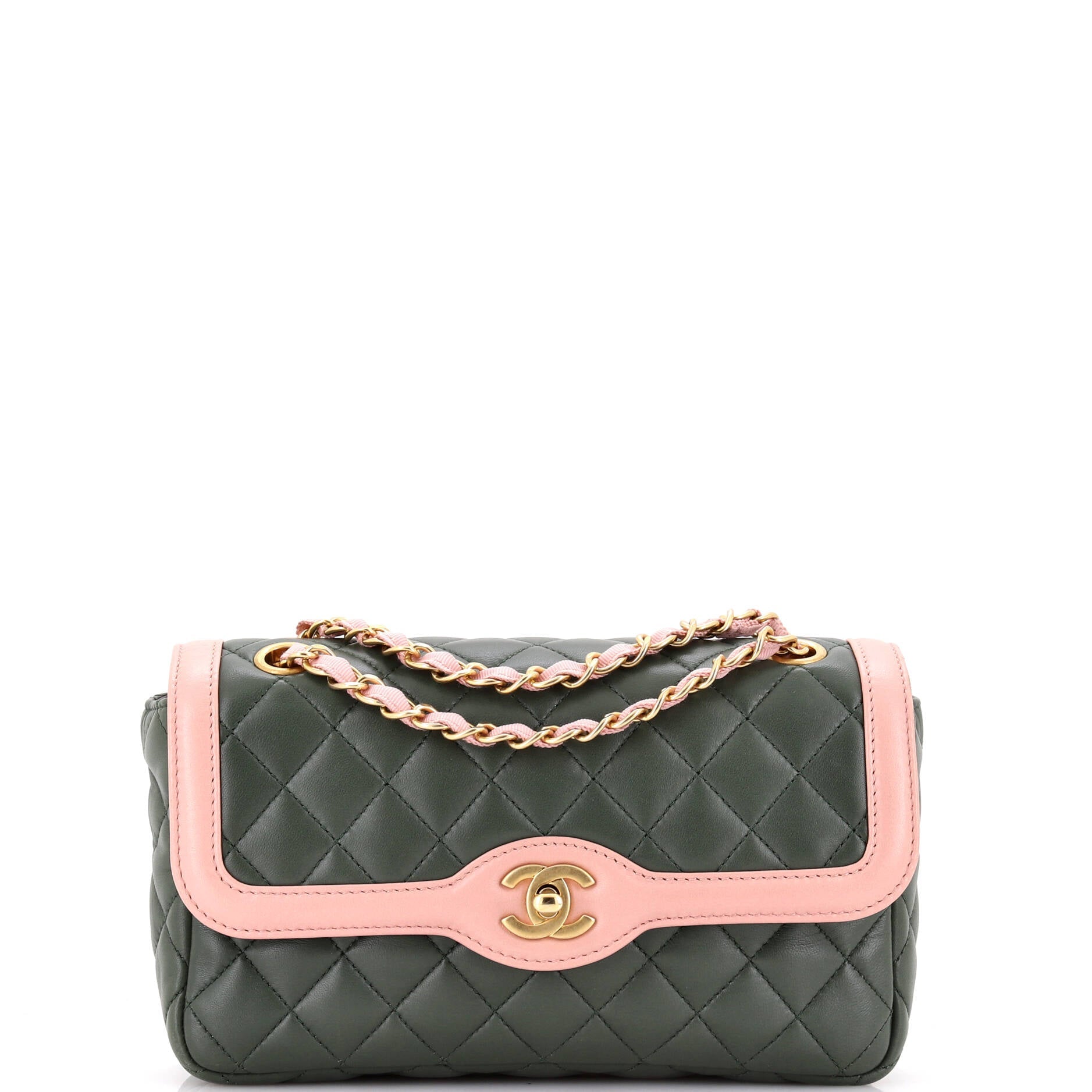 Two Tone Flap Bag Quilted Lambskin Small
