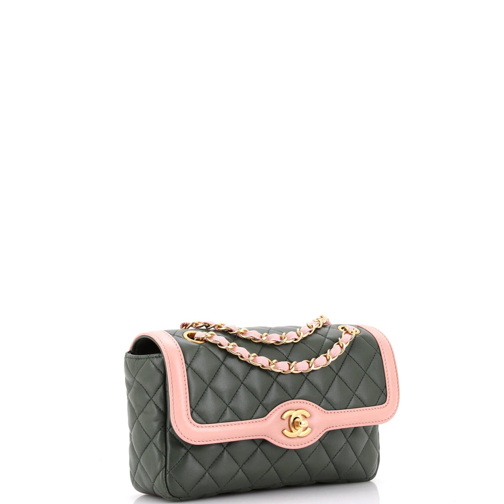 Two Tone Flap Bag Quilted Lambskin Small