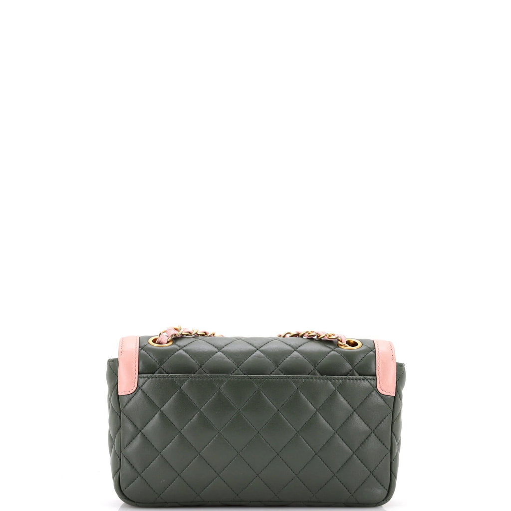 Two Tone Flap Bag Quilted Lambskin Small