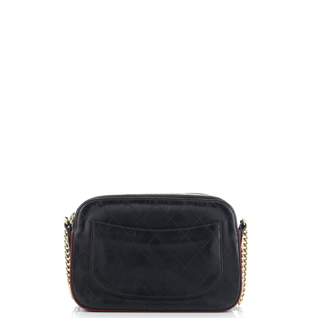 Button Up Camera Case Quilted Calfskin with Grosgrain Small