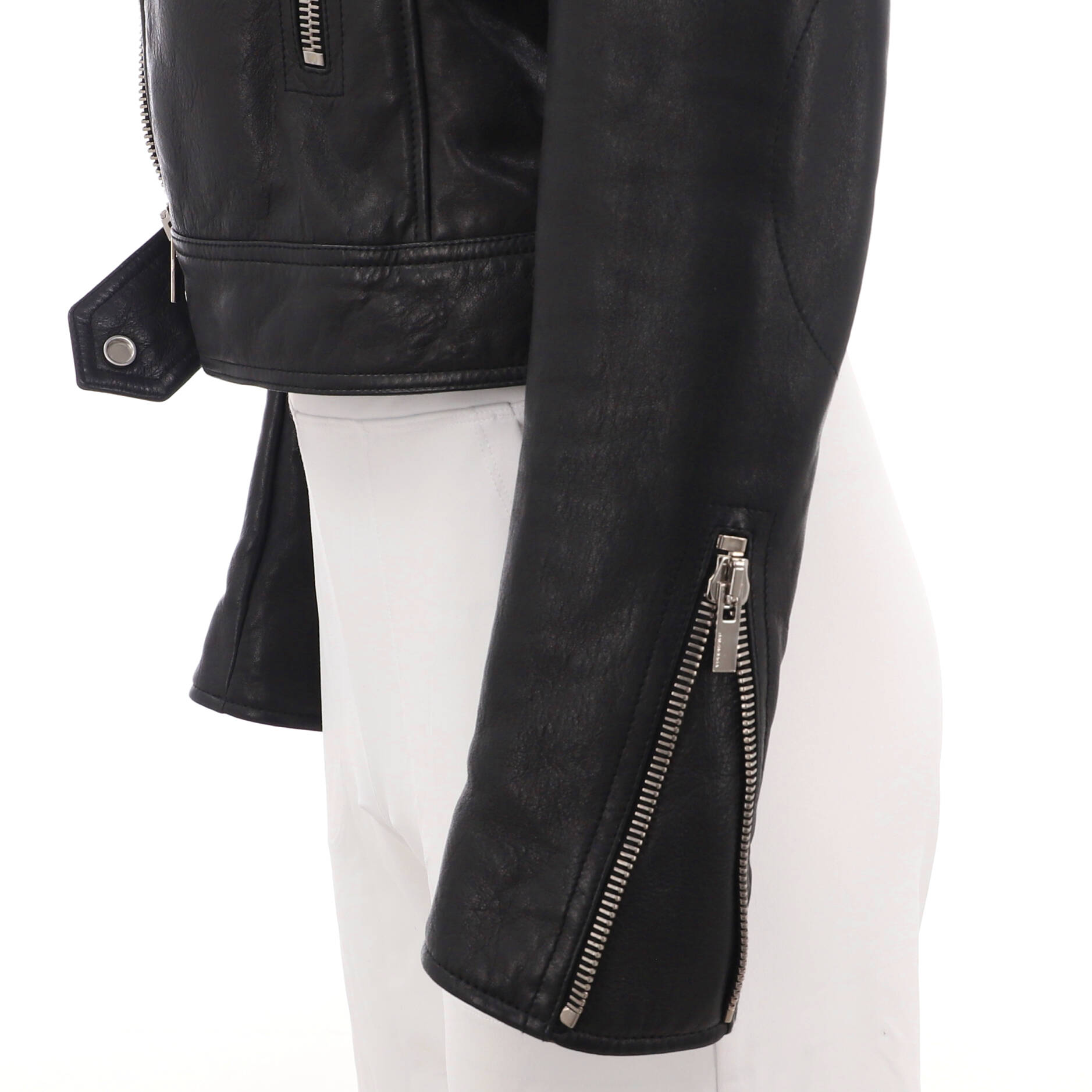 Women's Zipped Biker Jacket Leather