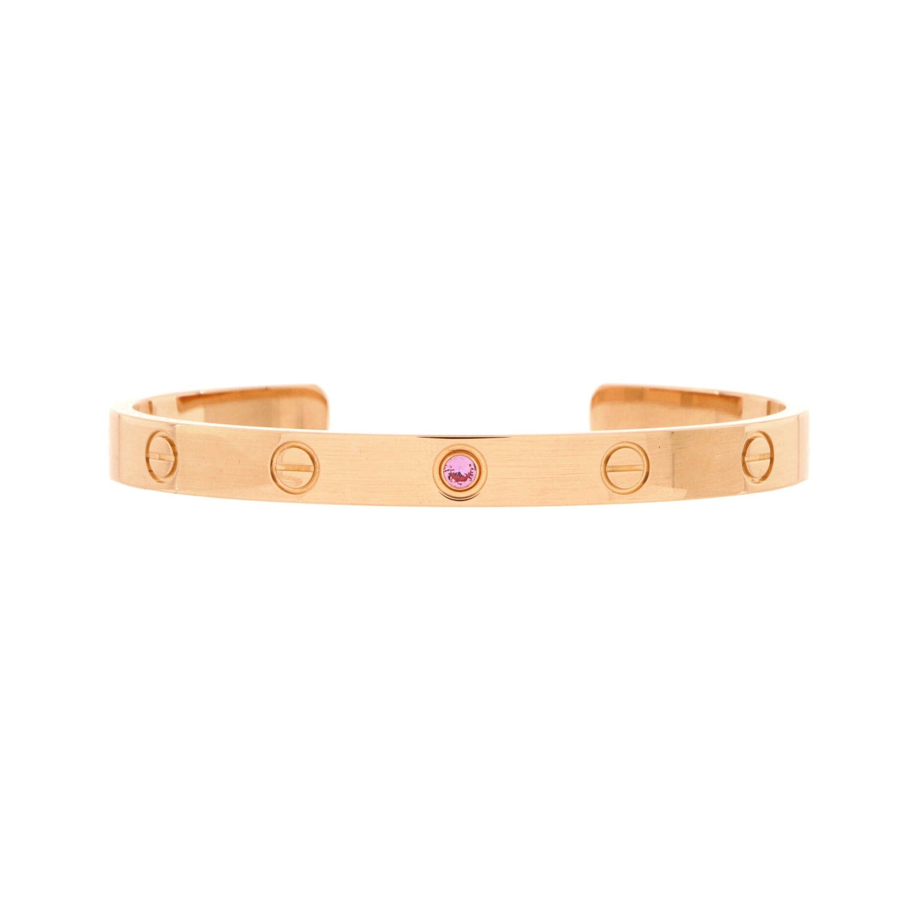 Love Cuff Bracelet 18K Rose Gold with Pink Sapphire