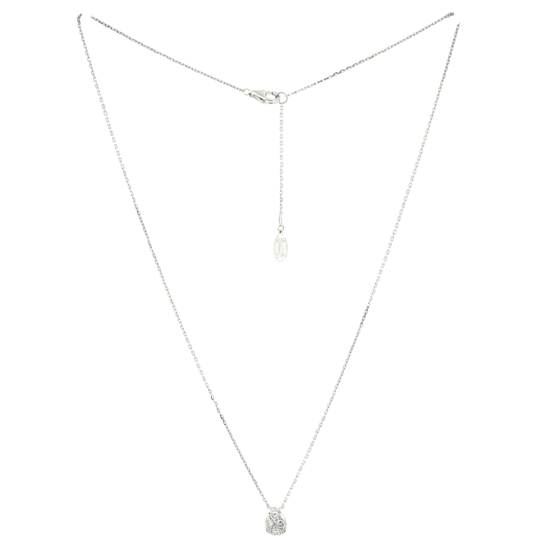 Etincelle de Cartier Teardrop Pendant Necklace 18K White Gold and Diamonds