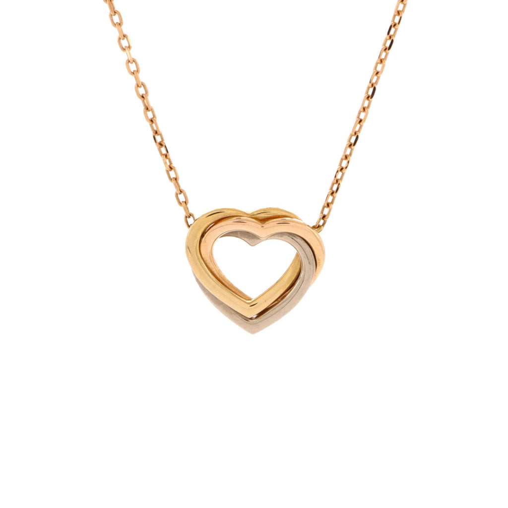 Trinity Heart Pendant Necklace 18K Tricolor Gold